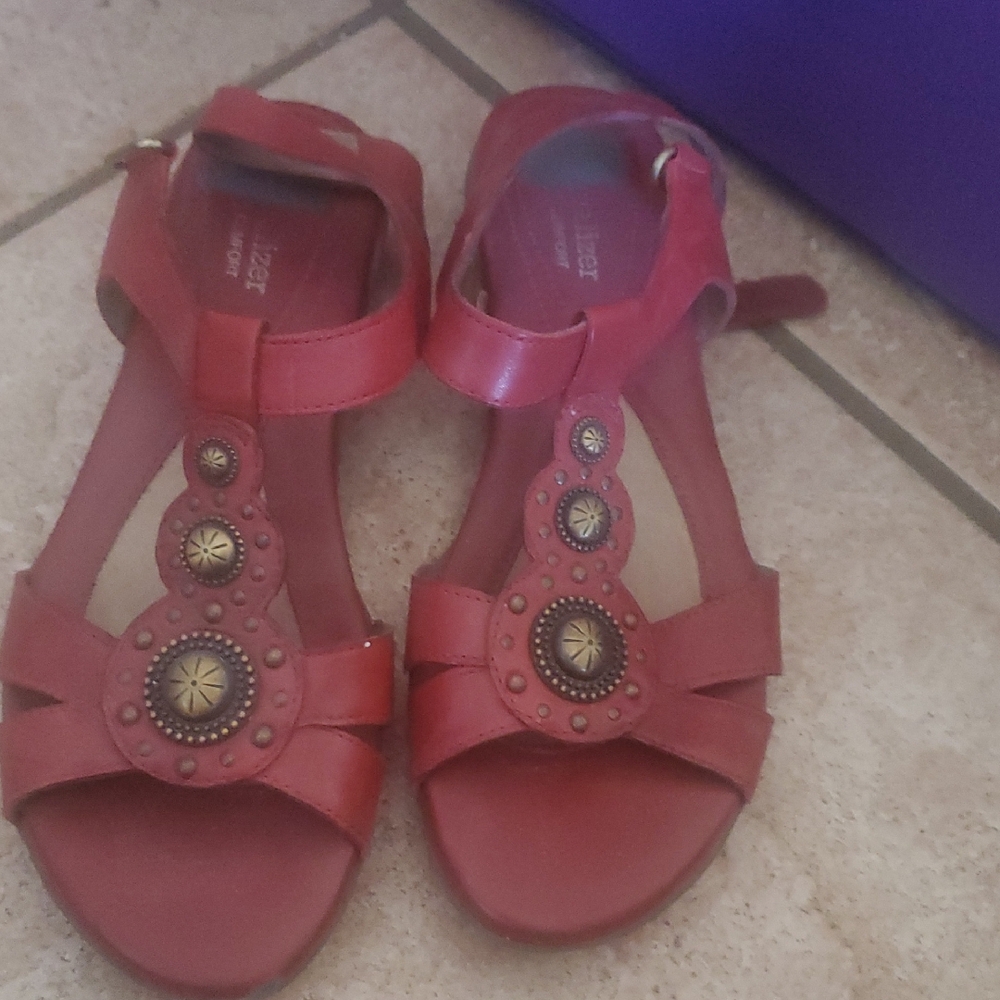 Naturalizer Red Sandals with Embellished Straps